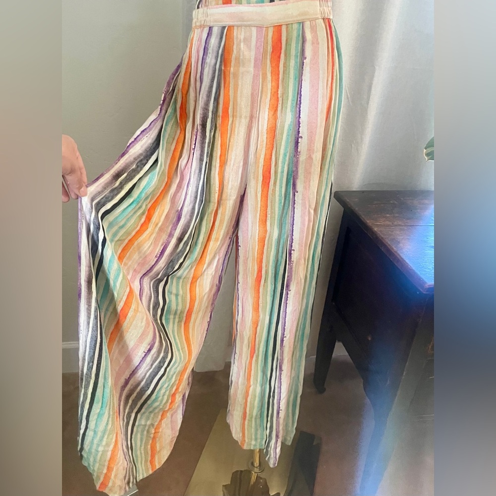 Anthropologie BL^NK London Gallery Row Rainbow Striped Halter Jumpsuit - Picture 7 of 14